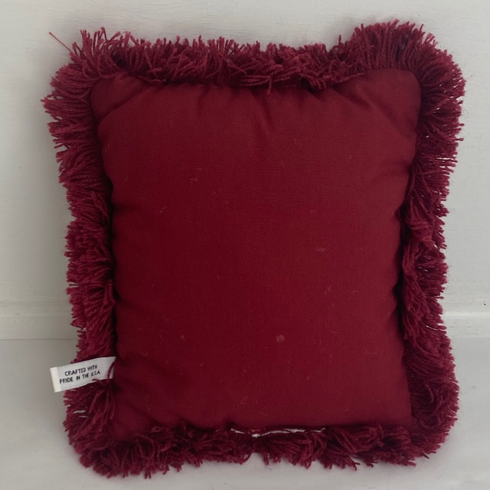 Riverdale Christmas Santa Claus Tapestry Throw Pillow Burgundy Fringe - Picture 6 of 6